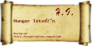 Hunger István névjegykártya